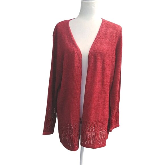 Stitch Fix Lety & Me Elea Pointelle Women's Burnt Orange 1X Cardigan Sweater NWT - Picture 1 of 11